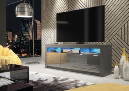 Creative Furniture Shine TV Unit 160cm - A Bright & Stylish Cabinet with Gloss Doors & LED Lights in Dark Grey - thumbnail 6