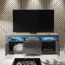 Creative Furniture Shine TV Unit 160cm - A Bright & Stylish Cabinet with Gloss Doors & LED Lights in Dark Grey - thumbnail 2