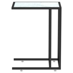 Berkfield Home Computer Side Table White Marble 50x35x65 cm Tempered Glass - Size: 50 x 35 x 65 cm - thumbnail 4