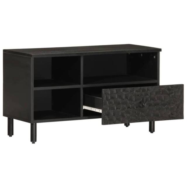 Berkfield Home TV Cabinet Black 80x33x46 cm Solid Wood Mango - Size: 80 x 33 x 46 cm - image 1