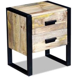 Berkfield Home Side Table with 2 Drawers Solid Mango Wood 43x33x51 cm in Brown - Size: 43 x 33 x 51 cm - thumbnail 5