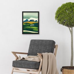Artery8 Scottish Highland Munros Landscape Linocut Artwork Framed Wall Art Print A4 in Black - thumbnail 2