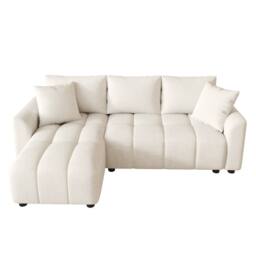 BTM 3 Seater L Shaped Sofa Chenille Upholstered Corner Sofa Couch in Beige - thumbnail 8