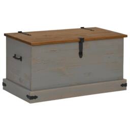 Berkfield Home Storage Chest HALDEN Grey 91x48x47 cm Solid Wood Pine - Size: 91 x 48 x 47 cm - thumbnail 3