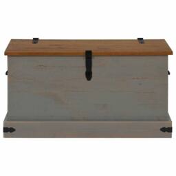 Berkfield Home Storage Chest HALDEN Grey 91x48x47 cm Solid Wood Pine - Size: 91 x 48 x 47 cm - thumbnail 1