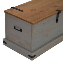 Berkfield Home Storage Chest HALDEN Grey 91x48x47 cm Solid Wood Pine - Size: 91 x 48 x 47 cm - thumbnail 8