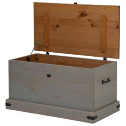 Berkfield Home Storage Chest HALDEN Grey 91x48x47 cm Solid Wood Pine - Size: 91 x 48 x 47 cm - thumbnail 6