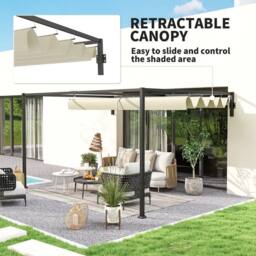 SPETLEK Pergola with Retractable Roof Khaki 2X3M in Cream - Size: 0.6m2 - thumbnail 4