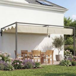 SPETLEK Pergola with Retractable Roof Khaki 2X3M in Cream - Size: 0.6m2