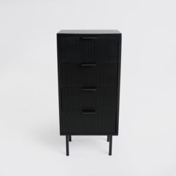 OHS Ribbed 4-Drawer Unit Engineered Wood Cabinet Storage in Black - thumbnail 4