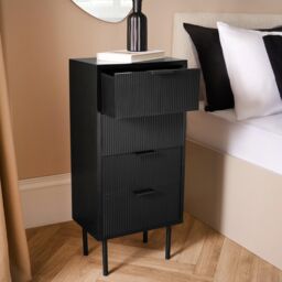 OHS Ribbed 4-Drawer Unit Engineered Wood Cabinet Storage in Black - thumbnail 2