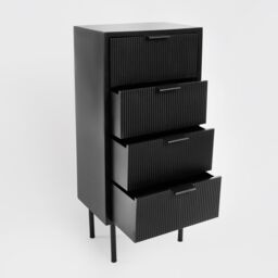 OHS Ribbed 4-Drawer Unit Engineered Wood Cabinet Storage in Black - thumbnail 6