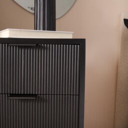OHS Ribbed 4-Drawer Unit Engineered Wood Cabinet Storage in Black - thumbnail 3