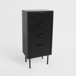 OHS Ribbed 4-Drawer Unit Engineered Wood Cabinet Storage in Black - thumbnail 5