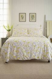 Deyongs Mellow Cotton Printed Duvet Set in Yellow - Size: King