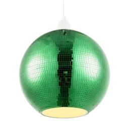 Happy Homewares Shiny Disco Mosaic Ball Pendant Shade in Mirrored Tiled Retro Style in Green - thumbnail 2