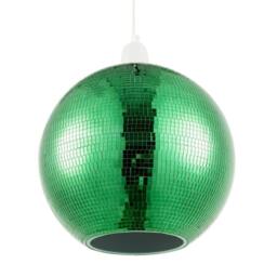 Happy Homewares Shiny Disco Mosaic Ball Pendant Shade in Mirrored Tiled Retro Style in Green - thumbnail 1