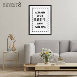 "Artery8 Life Is Beautiful & l Have Time Bright Simple Framed Canvas Art in White - Size: W12"" x H16""" - thumbnail 3