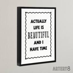 "Artery8 Life Is Beautiful & l Have Time Bright Simple Framed Canvas Art in White - Size: W12"" x H16""" - thumbnail 2