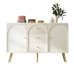 BTM Sideboard cabinet with 2 doors 3 drawers & adjustable shelf in Cream - thumbnail 5