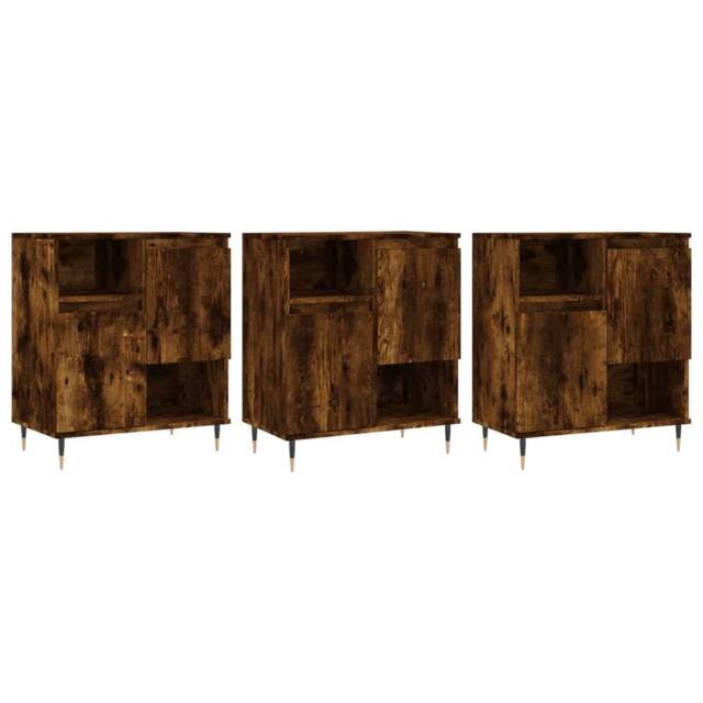 Berkfield Home Sideboards 3 pcs Smoked Oak Engineered Wood in Brown - image 1