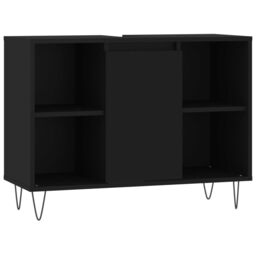 Berkfield Home Bathroom Cabinet Black 80x33x60 cm Engineered Wood - Size: 80 x 33 x 60 cm - thumbnail 2