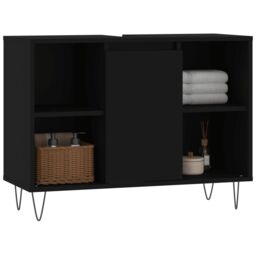 Berkfield Home Bathroom Cabinet Black 80x33x60 cm Engineered Wood - Size: 80 x 33 x 60 cm - thumbnail 3