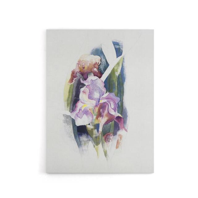 "Artery8 Purple Iris Flower Watercolour Demuth Canvas Wall Art Print in White - Size: W12"" x H16""" - image 1