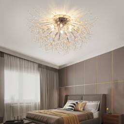NIVOR Firework Chandeliers Chrome Dandelion Crystal Ceiling Lights 6 x G9 in Metallic Silver - thumbnail 3