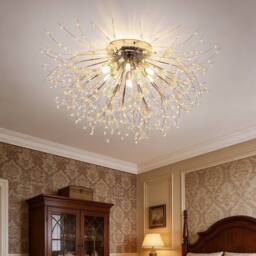 NIVOR Firework Chandeliers Chrome Dandelion Crystal Ceiling Lights 6 x G9 in Metallic Silver - thumbnail 4