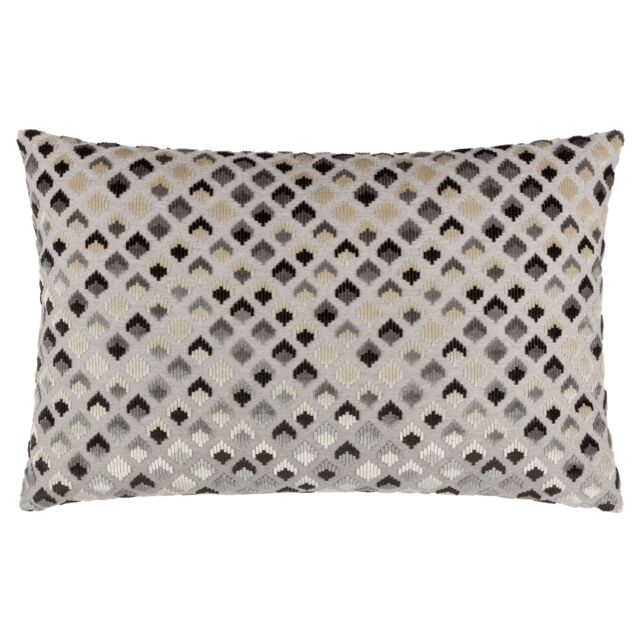 Paoletti Lexington Geometric Velvet Cushion in Grey - Size: 40 cm x 60 cm - image 1