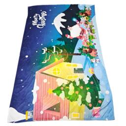Gr8 Home Santa Design 2 Xmas Fleece Blanket Throw 150x200cm in Blue - Size: 150 cm × 200 cm - thumbnail 4