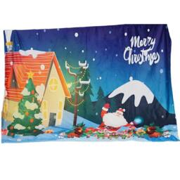 Gr8 Home Santa Design 2 Xmas Fleece Blanket Throw 150x200cm in Blue - Size: 150 cm × 200 cm - thumbnail 3
