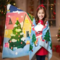 Gr8 Home Santa Design 2 Xmas Fleece Blanket Throw 150x200cm in Blue - Size: 150 cm × 200 cm - thumbnail 6