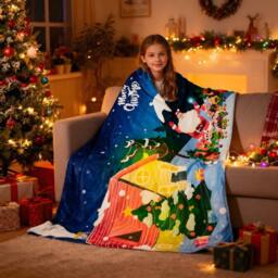 Gr8 Home Santa Design 2 Xmas Fleece Blanket Throw 150x200cm in Blue - Size: 150 cm × 200 cm