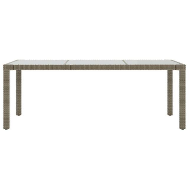 Berkfield Home Garden Table Grey 190x90x75 cm Tempered Glass & Poly Rattan - Size: 190 x 90 x 75 cm - image 1