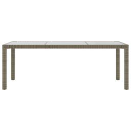 Berkfield Home Garden Table Grey 190x90x75 cm Tempered Glass & Poly Rattan - Size: 190 x 90 x 75 cm - thumbnail 1