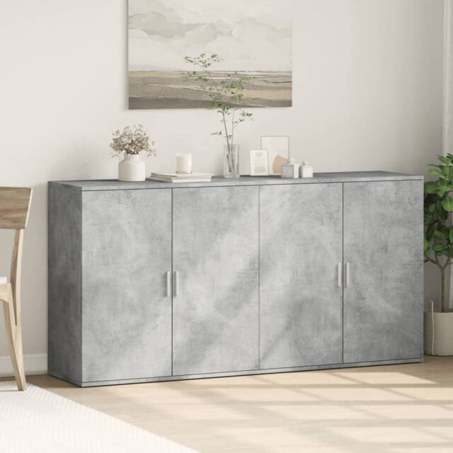 Berkfield Home Sideboards 2 pcs Concrete Grey 79x38x80 cm Engineered Wood - Size: 79 x 38 x 80 cm - image 1