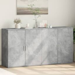 Berkfield Home Sideboards 2 pcs Concrete Grey 79x38x80 cm Engineered Wood - Size: 79 x 38 x 80 cm - thumbnail 2