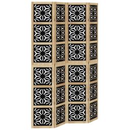 Berkfield Home Room Divider 4 Panels Brown & Black Solid Wood Paulownia - thumbnail 2