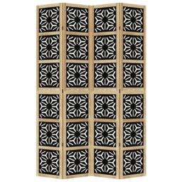 Berkfield Home Room Divider 4 Panels Brown & Black Solid Wood Paulownia - thumbnail 4