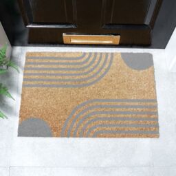 Artsy Mats Grey Abstract Lines & Semi Circles Doormat - Size: 40 cm x 60 cm - thumbnail 2