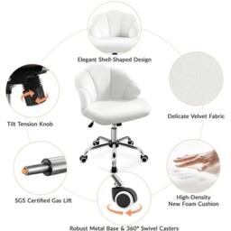EONLION White Modern Swivel Home Office Chair - Size: 100 cm - thumbnail 3