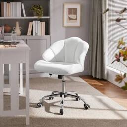 EONLION White Modern Swivel Home Office Chair - Size: 100 cm