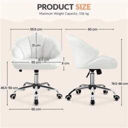 EONLION White Modern Swivel Home Office Chair - Size: 100 cm - thumbnail 2