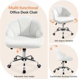 EONLION White Modern Swivel Home Office Chair - Size: 100 cm - thumbnail 5