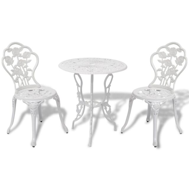 Berkfield Home 3 Piece Bistro Set Cast Aluminium White - image 1