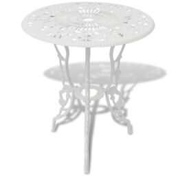 Berkfield Home 3 Piece Bistro Set Cast Aluminium White - thumbnail 2