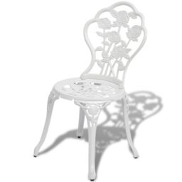 Berkfield Home 3 Piece Bistro Set Cast Aluminium White - thumbnail 5