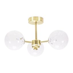 ValueLights India White Confetti Glass 3 Way Flush Ceiling Light with LED Bulbs in Gold - thumbnail 2